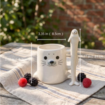 Self-Standing Ceramic Seal Straw & Mug Set | 8.3" Reusable Stirrer