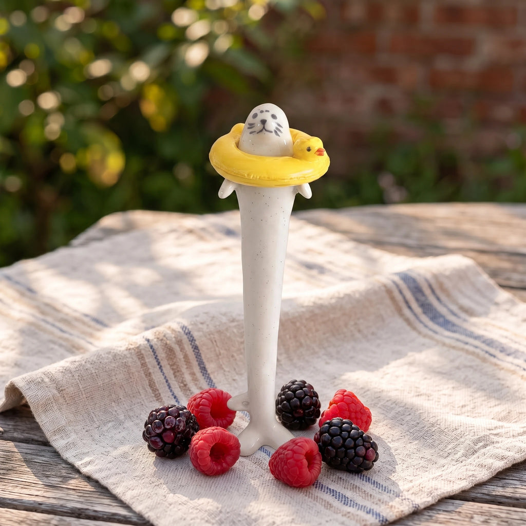 Self-Standing Ceramic Seal Straw & Mug Set | 8.3" Reusable Stirrer