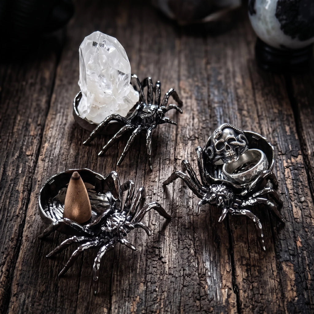 Spider Ring Dish & Gothic Metal Jewelry Tray | 3-in-1 Stand