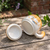 Spinning Cat Ceramic Mug with Lid | 360° Interactive Fidget Cup (13oz)