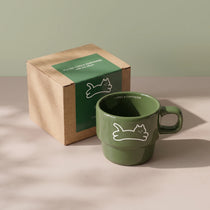 Minimalist Stackable Cat Ceramic Mug | Space-Saving Coffee Cup (9.5oz)