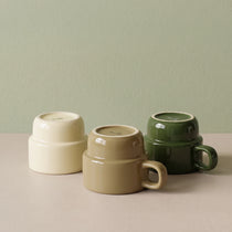 Minimalist Stackable Cat Ceramic Mug | Space-Saving Coffee Cup (9.5oz)