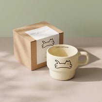 Minimalist Stackable Cat Ceramic Mug | Space-Saving Coffee Cup (9.5oz)