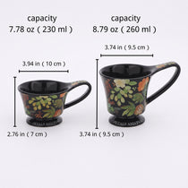 Vintage Botanical Ceramic Pedestal Mug with Gift Box | Autumn Coffee Cup