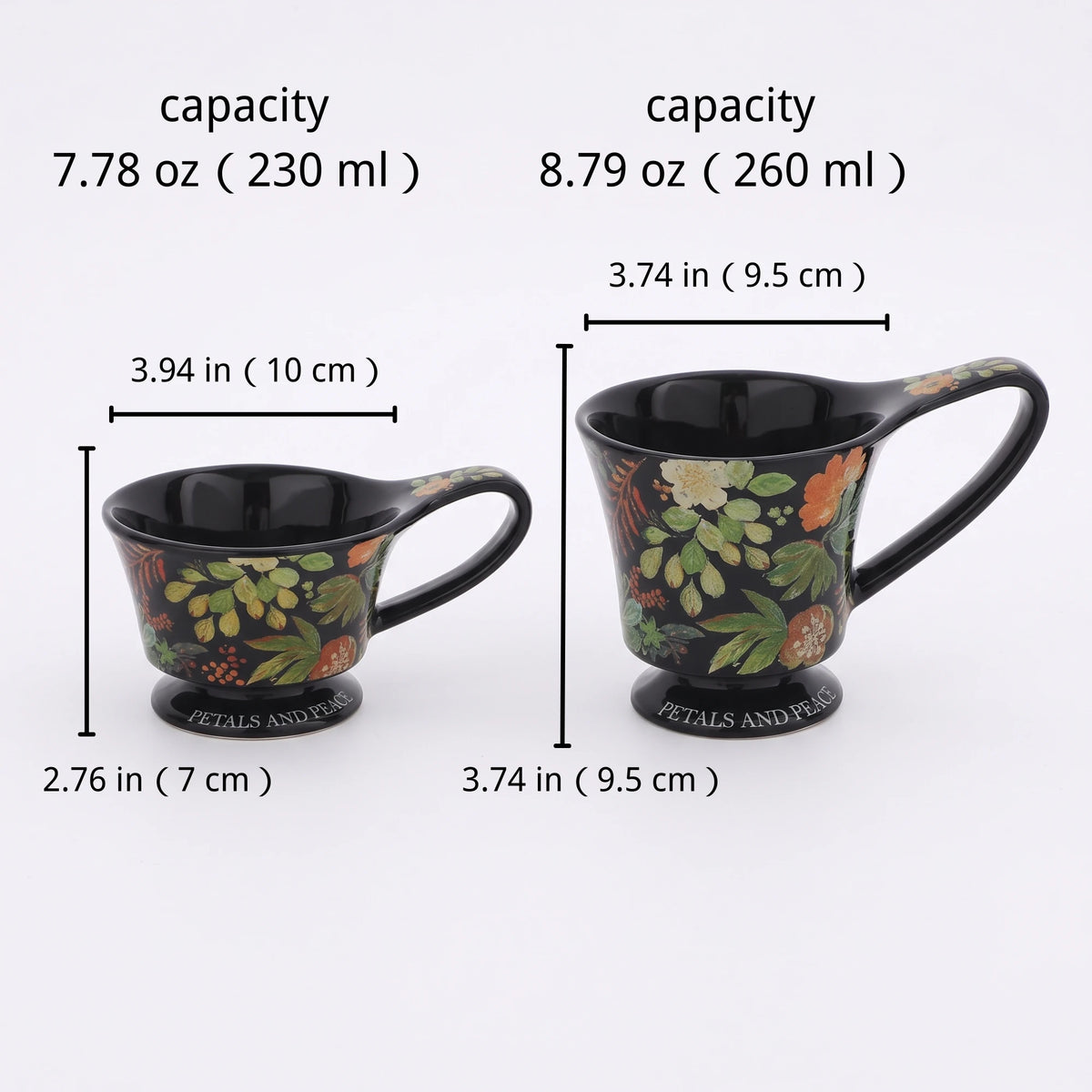 Vintage Botanical Ceramic Pedestal Mug with Gift Box | Autumn Coffee Cup