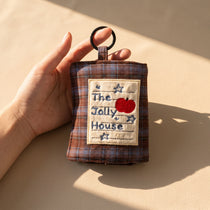 Vintage Plaid Travel Jewelry Roll Organizer | Hanging Tri-Fold Pouch with Carabiner
