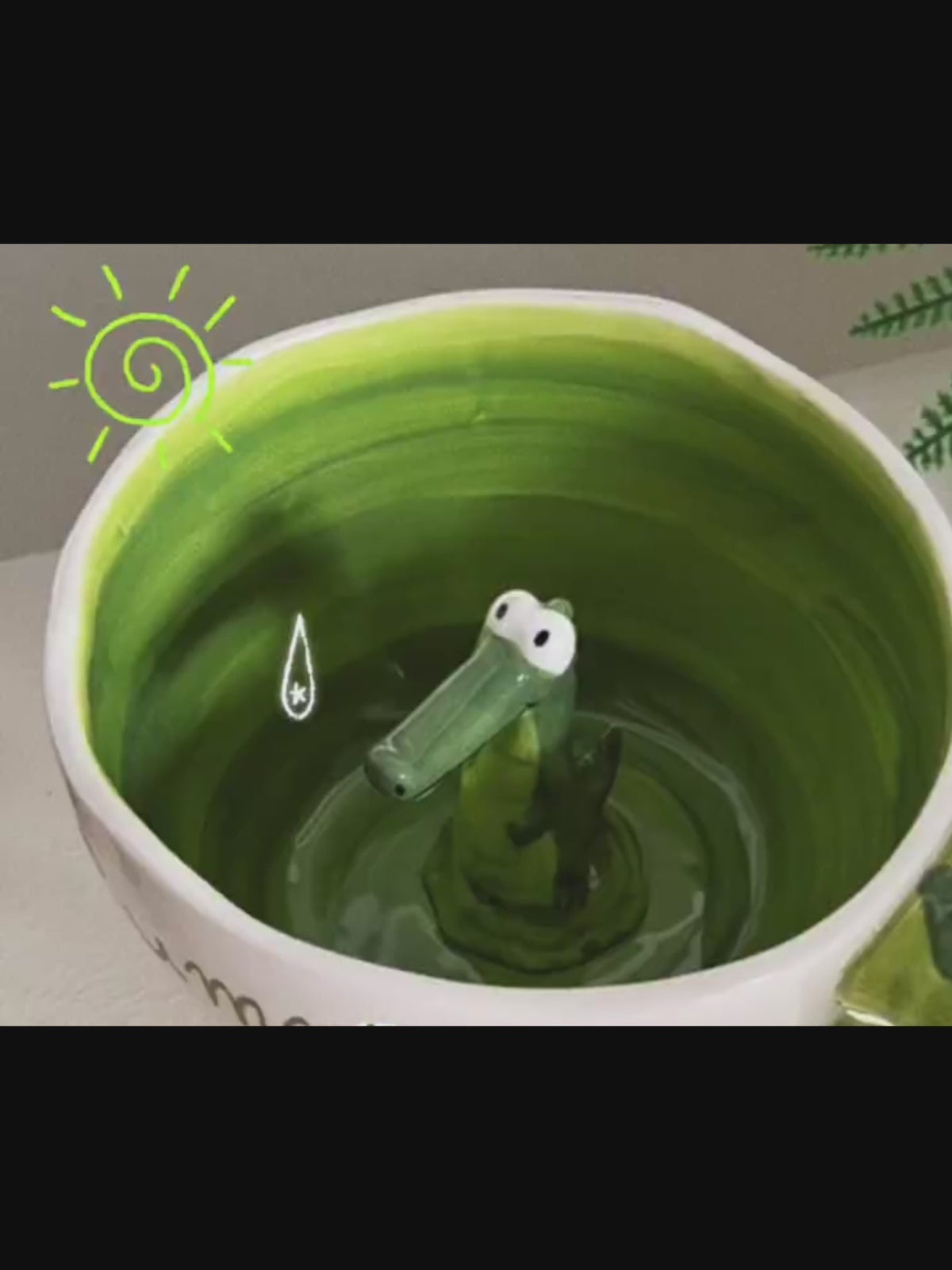 3D Hidden Alligator Ceramic Mug & Matcha Bowl with Tail Handle | 16oz
