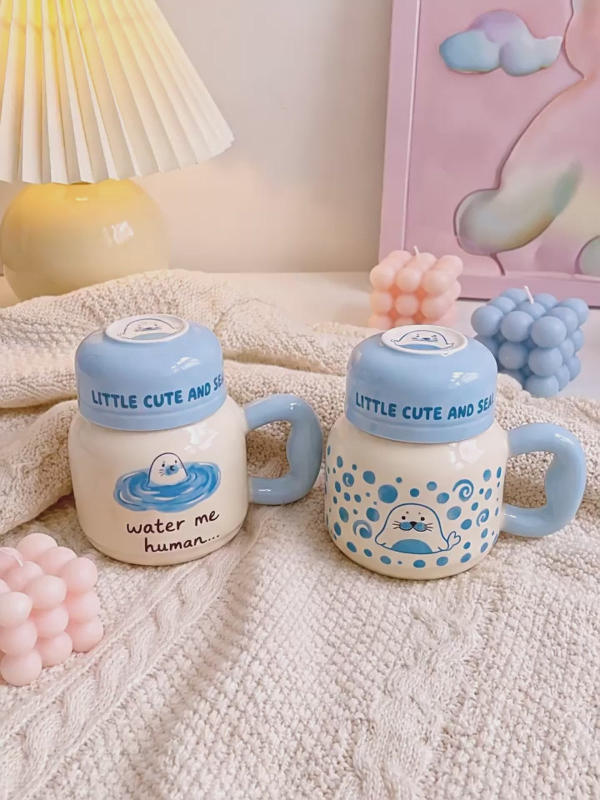 2-in-1 Ceramic Seal Mug with Cup Lid | Bedside Carafe Set (16oz)